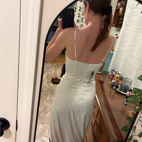 Fashion Nova White Silk Asymmetrical Dress - Picture 3 of 8